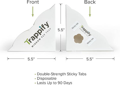 Trappify Fly Trap Indoor: Window Fly Traps for Home | Fruit Fly Traps for Indoors, Gnat Traps for House Indoor | Disposable Fly Trap with Sticky Adhesive Strips | Inside Bug Catchers (4 Pack)