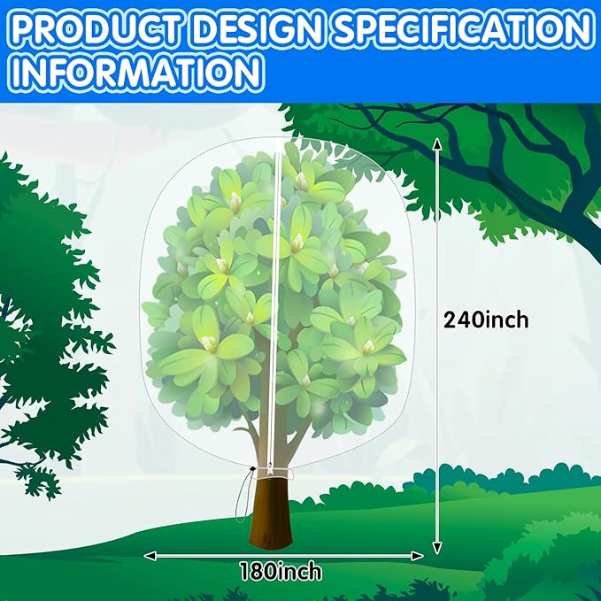 7.9×5.9FT Tree Covers for Winter, Plant Covers Freeze Protection with Drawstring and Zipper, Frost Cloths for Outdoor Plants (White)