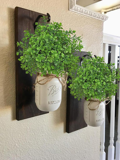 Artificial 5Pcs Faux Seeded Eucalyptus Leaves Stems Fake Plants Sharp UV Resistant Faux Plastic Boxwood for Kitchen Office Garden Porch Farmhouse Window Box Home Decor