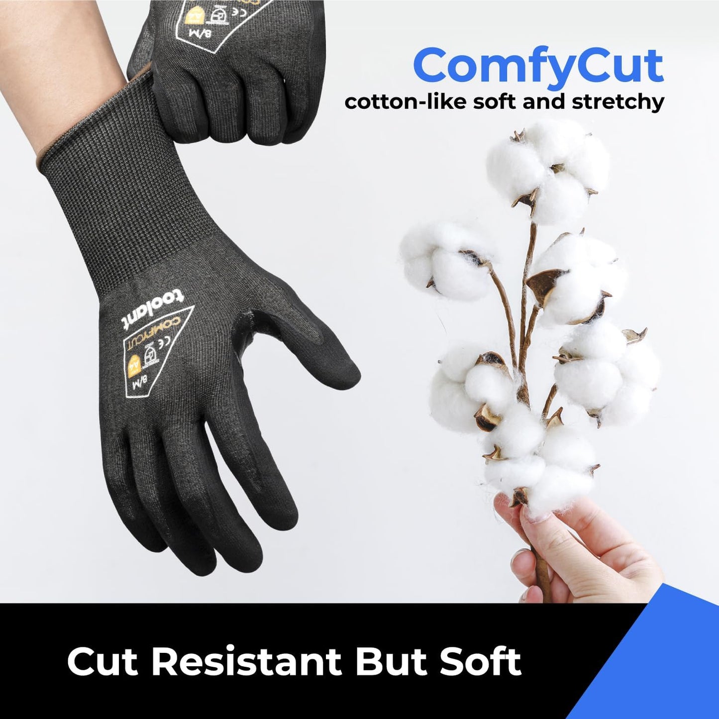 toolant ANSI A4 Cut Resistant Work Gloves without Steel and Fiberglass, Ultra Light & Thin, for Fishing, WoodCarving