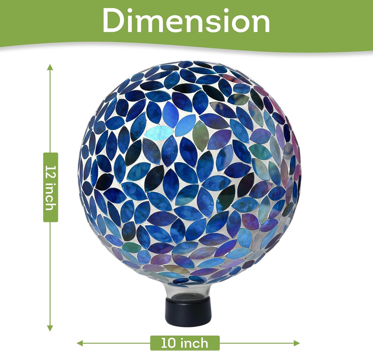 Lily's Home 10" Mosaic Gazing Ball for The Garden, Patio, and Courtyard. Indoor/Outdoor Glass Gazing Globe Yard Decoration. Vibrant Colores and Ideal Lawn décor and Gift.