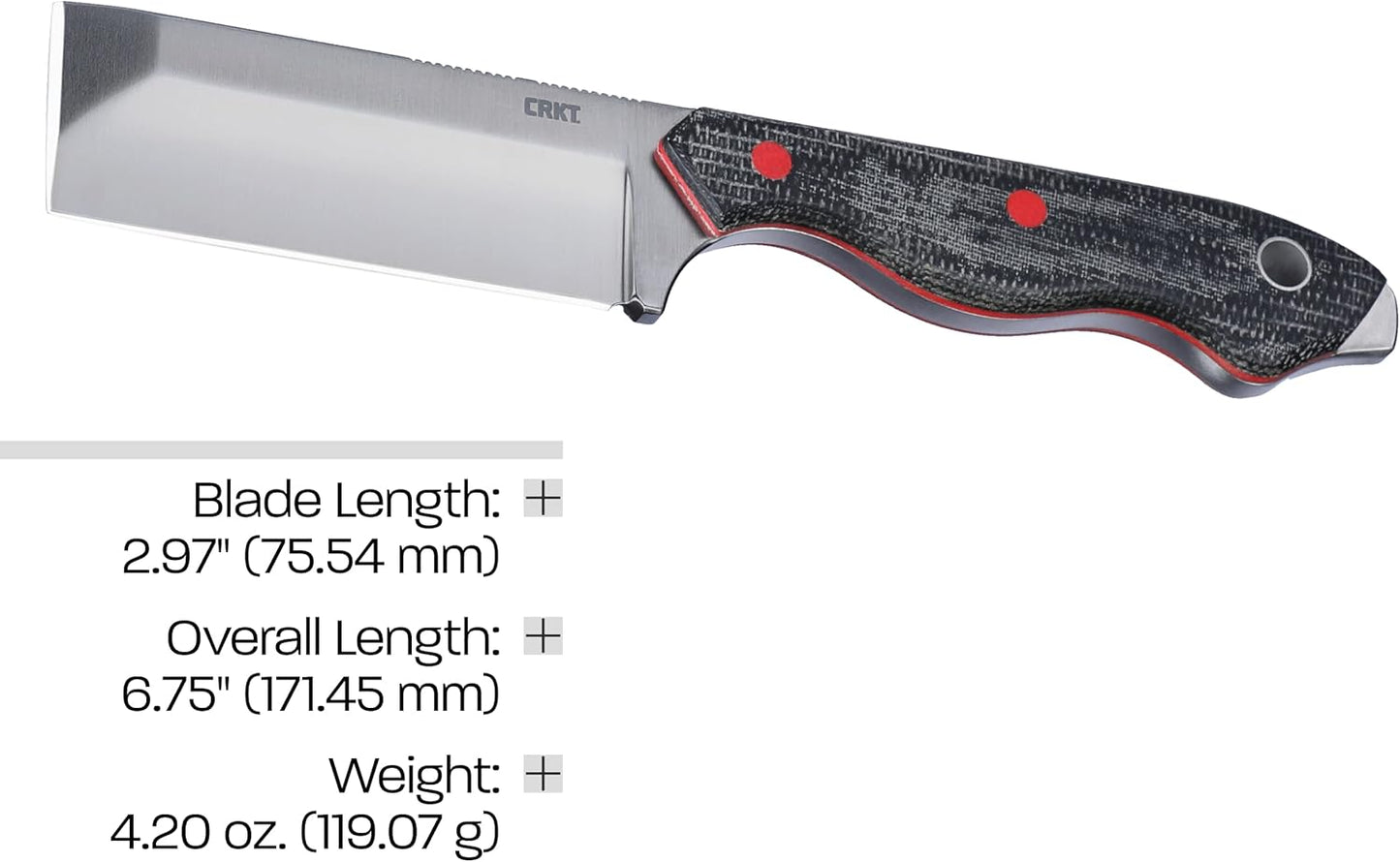 CRKT Razel Fixed Blade Knife: Everyday Carry Plain Edge, D2 Blade Steel, Resin Infused Fiber Handle w/Pocket Carry Sheath 4037,Silver/Black