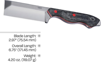 CRKT Razel Fixed Blade Knife: Everyday Carry Plain Edge, D2 Blade Steel, Resin Infused Fiber Handle w/Pocket Carry Sheath 4037,Silver/Black