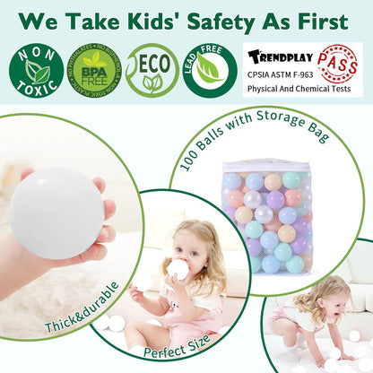 TRENDPLAY Plastic Balls for Ball Pits 2.2 Inch, Pack of 50 100 200 500 Hollow Balls, Perfect for Toddler Baby Pools,Party,Festival Decoration