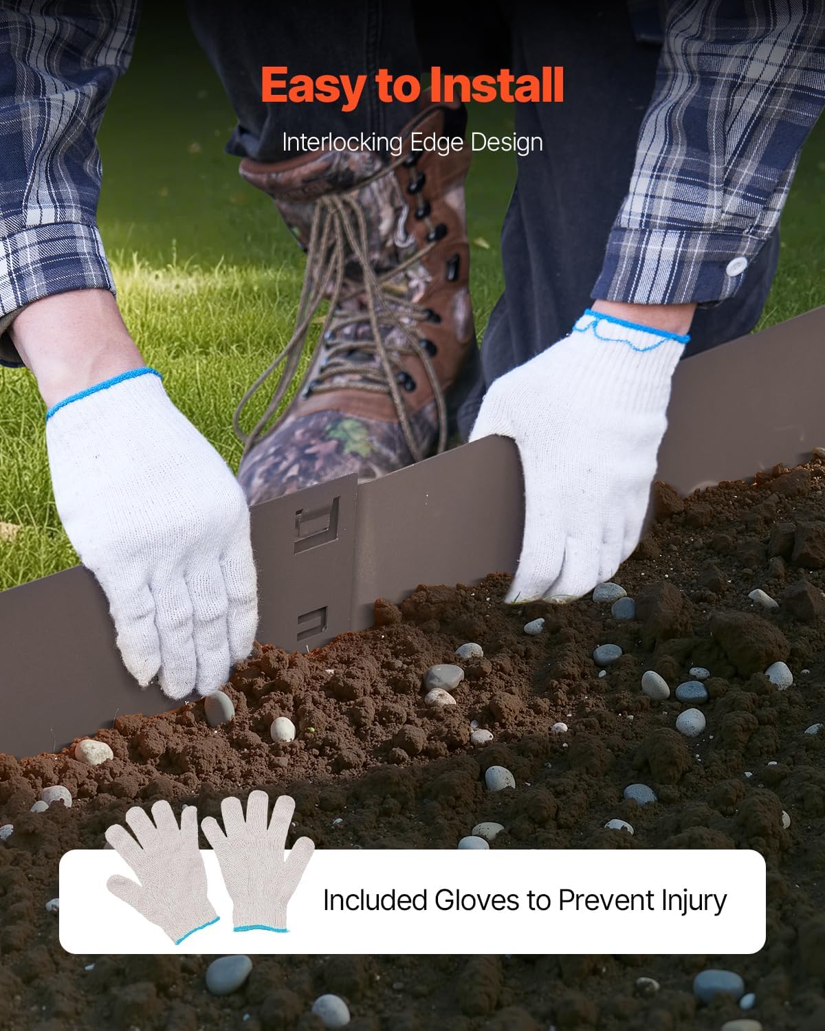 VEVOR Steel Landscape Edging, 5 Packs 39 x 5 in Rust-Resistant Metal Landscape Edging, Bendable Garden Edging Border, Heavy Duty Lawn Edging, Easy-to-Install, Flower Bed Yard Pathway Divider Brown
