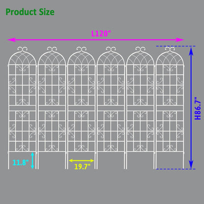 Metal Garden Trellis Garden Fence Rustproof Trellis for Climbing Plants Support Roses Flower Outdoor Lawn (6, Off White)