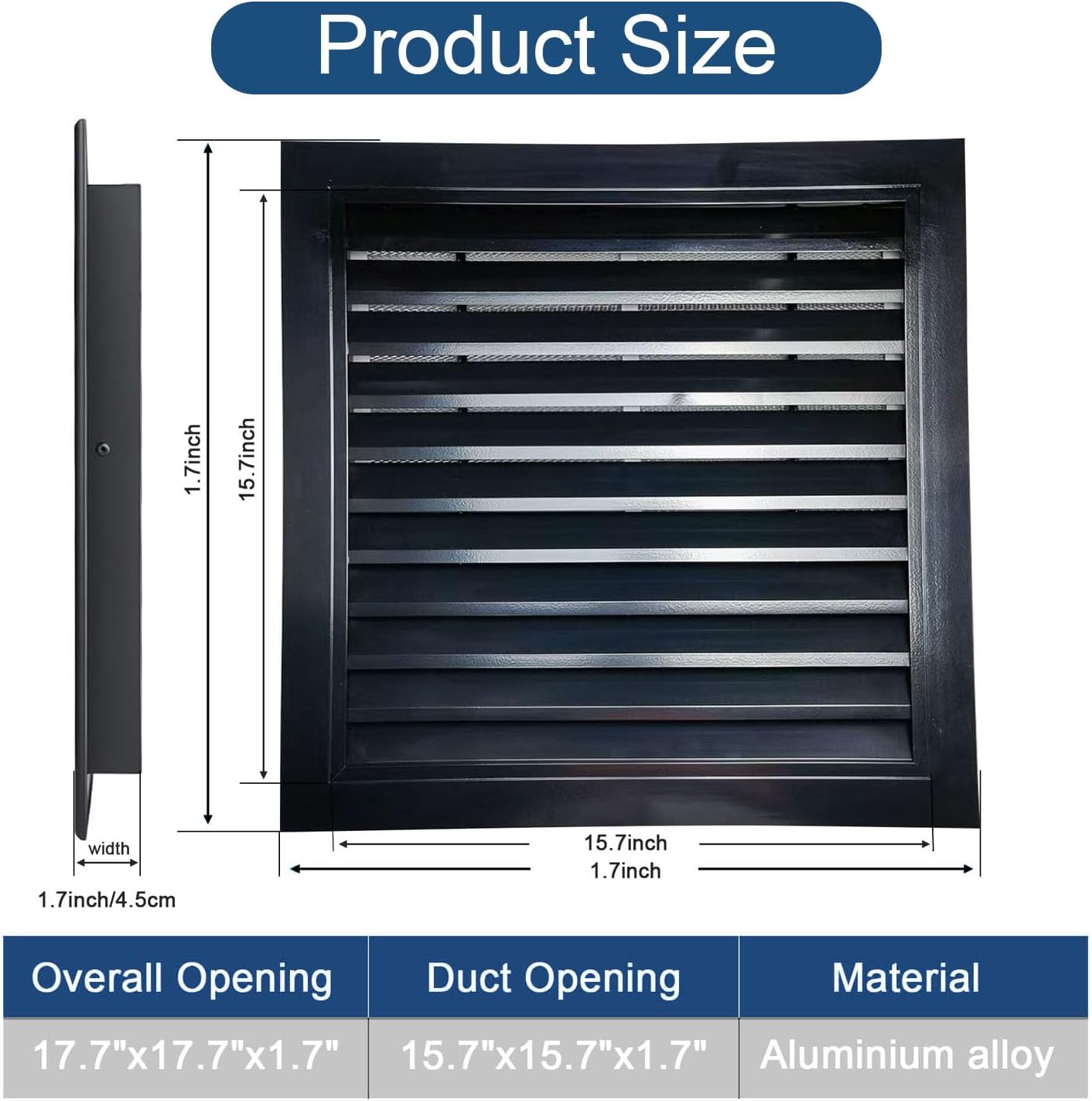 18" X 18" Aluminum Alloy Gable Vent, Rust Gable Vents for Shed, Removable Filter Screen，Reducing Indoor Temperature - Ideal for Wall, Attic, Shed, Door, and Shipping Container，Vent Opening: 16" x 16"