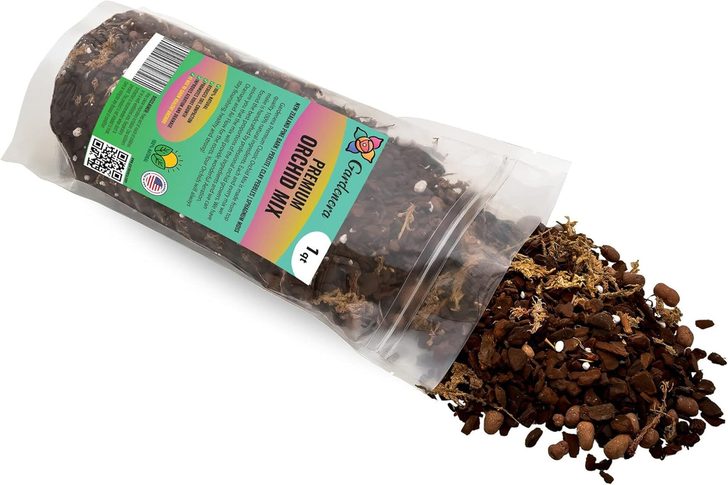 Premium Orchid Soil Mix by Gardenera - Hand Mixed New Zealand Pinus Radiata 100% Natural Potting Soil Bark Mix - for Phalaenopsis Orchid - 5 Quart - Made in USA
