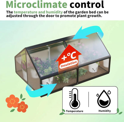 Large Greenhouse with Raised Flower Bed, Outdoor Plant Vegetable Box, 68.7 x 45 x 51.5 Inches