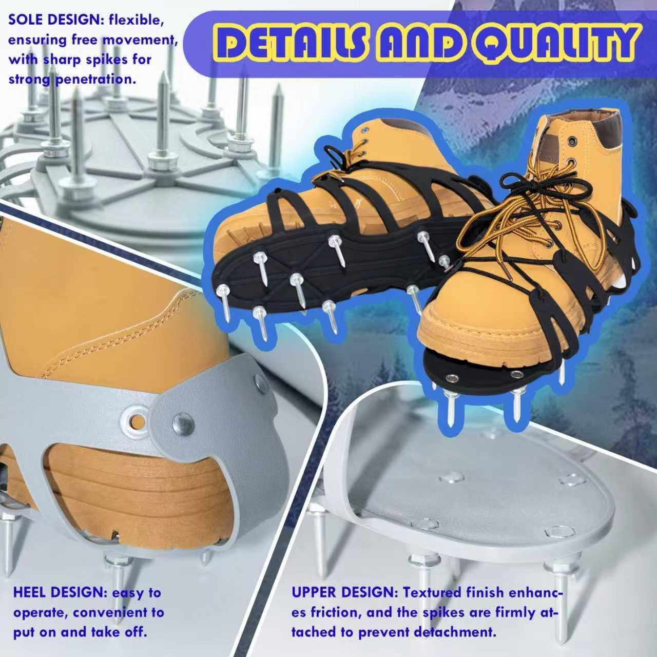 Lawn Aerator Shoes with Spiked Design &Adjustable Wrap Around Lacing,Gardening Tools,Grass Aeration Spikes Tools,Black