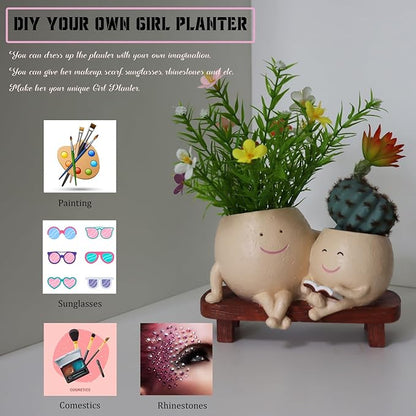 Face Pots for Plants, Cute Head Planter Flower Pots for Indoor Outdoor Plants, Modern Lady Head Vase Girl Face Planter, Unique Plant Pots, Macetas