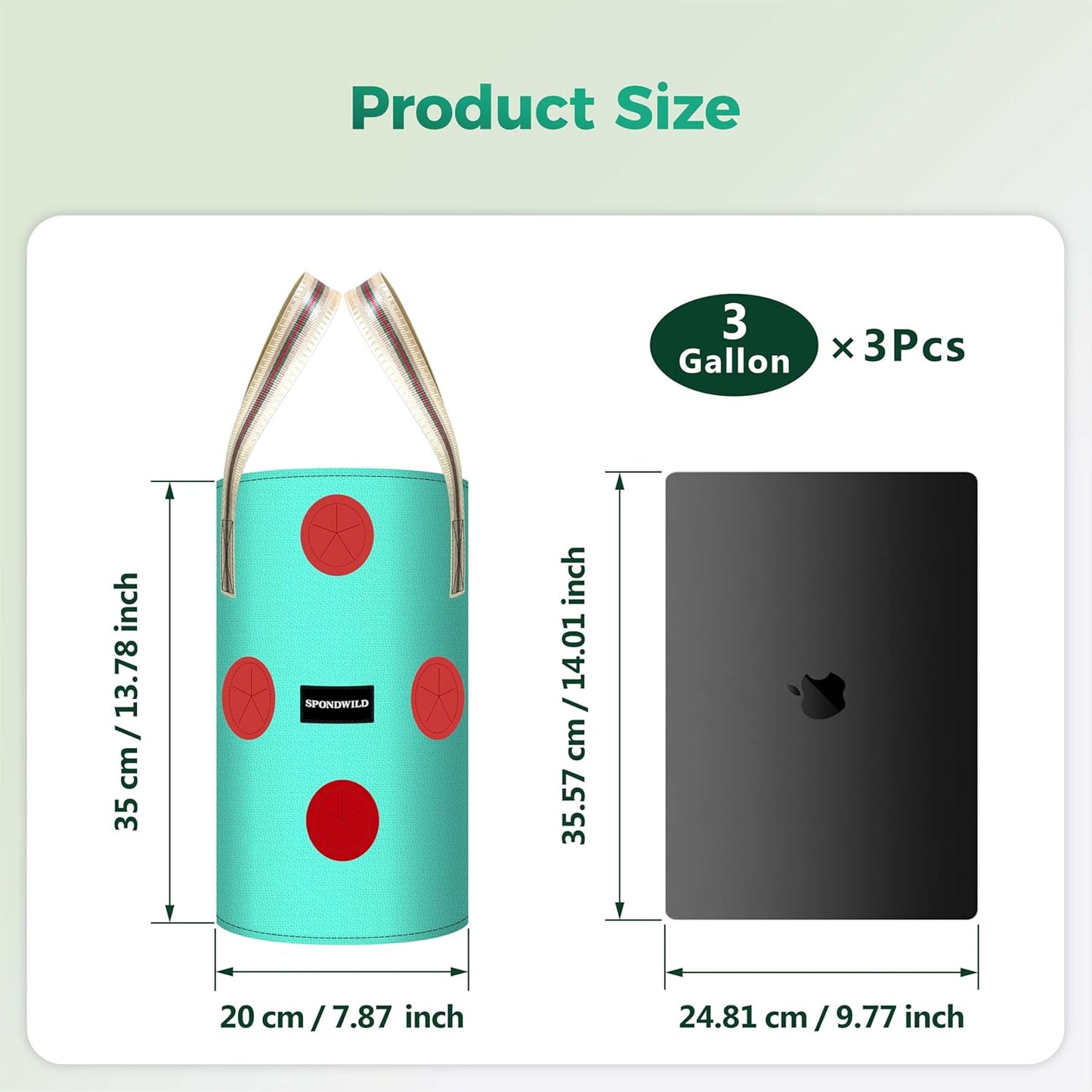 3 Pack Hanging Strawberry Planter Bags, 3 Gallon Hanging Grow Bags with Bottom Planting Hole, Thickened PE Strawberry Pot for Vegetables Herbs Tomatoes