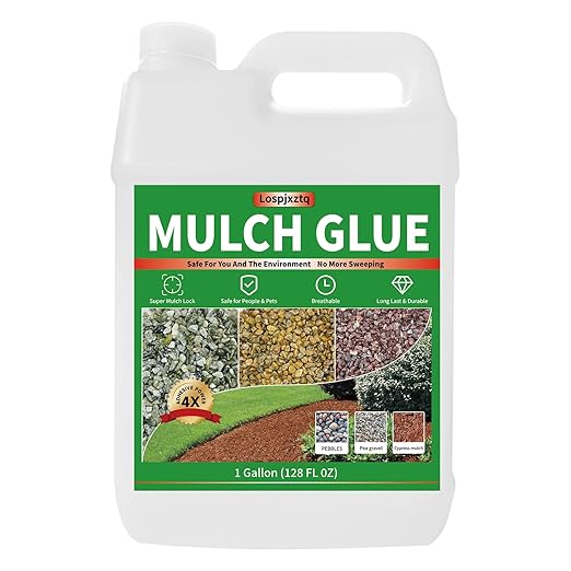 Mulch Glue for Landscaping-1Gallon Rock Glue Non-Toxic Weather-Resistant Safe for Pea Gravel Mulch Anchor for Landscaping Rocks River Rocks, Wood Chips Bark Gardens, Patios, Walkway