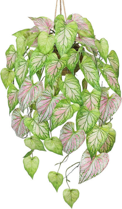 Large Fake Hanging Plants in Pot for Indoor & Outdoor, Long Artificial Hanging Pothos Plants Green, 27.6" Fake Potted Vines Ivy Greenery Plant for Room Wall Shelf Decor Living Room Patio Porch