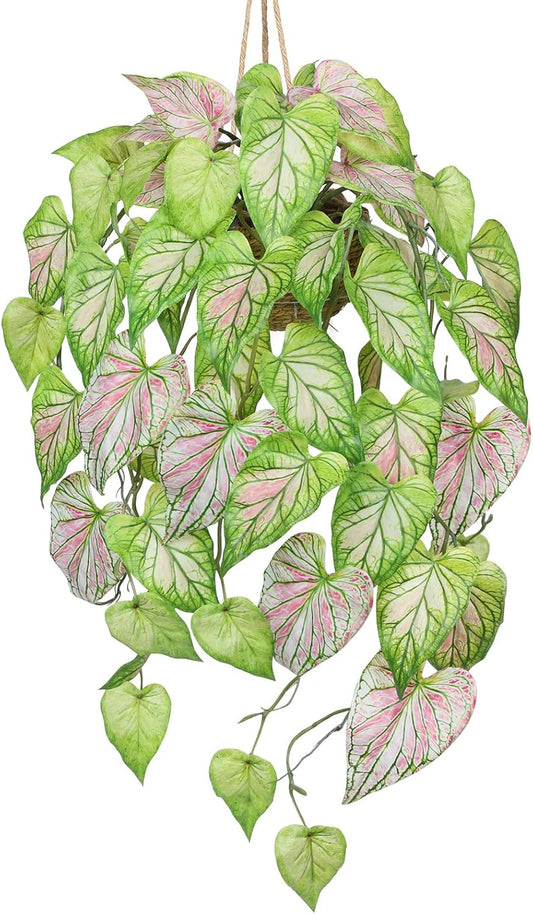 Large Fake Hanging Plants in Pot for Indoor & Outdoor, Long Artificial Hanging Pothos Plants Green