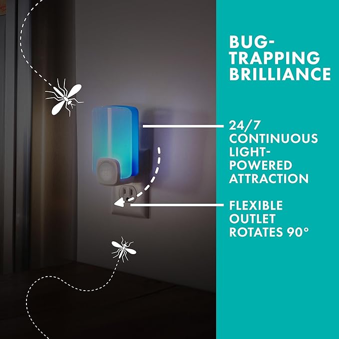 STEM Light Trap: Indoor Fruit Fly Trap, Effective Insect Control for Home, Attracts and Traps Flying Insects, Emits Soft Blue Light, Starter Kit with 1 Plug-in Device and 3 Cartridges