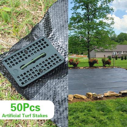 Bakulyor 50 Pcs Green Artificial Turf Stakes Anchor + 50 Pcs Buffer Washer, 6 Inch 11 Gauge Landscape Staples, Galvanized Lawn Spikes, Heavy Duty Yard Ground Pin for Grass Weed Barrier Sod Fabric