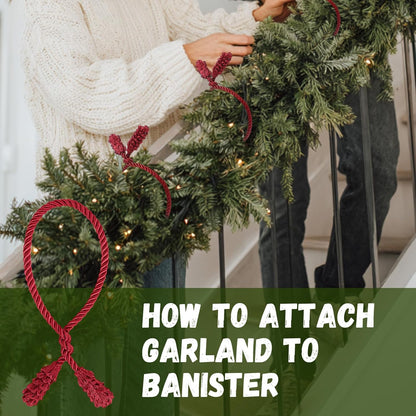Shappy 12 Pieces Christmas Garland Banister Ties Christmas Decorative Reusable and Flexible Twist Ties for Garland, Banister Home Decoration (Burgundy)