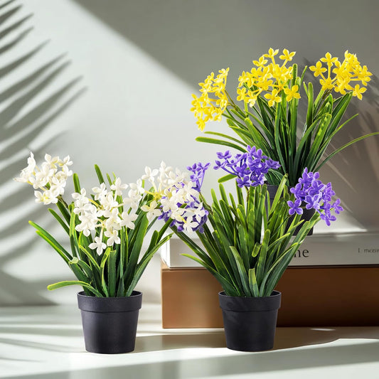 3 Pack Fake Small Plant in Pot Artificial Potted Flowers for Home Decor Fake Flower Plant Greenery Mini Faux Plant for Indoor Bedroom Living Room Office Shelf Bathroom Farmhouse Decor (Type 1)
