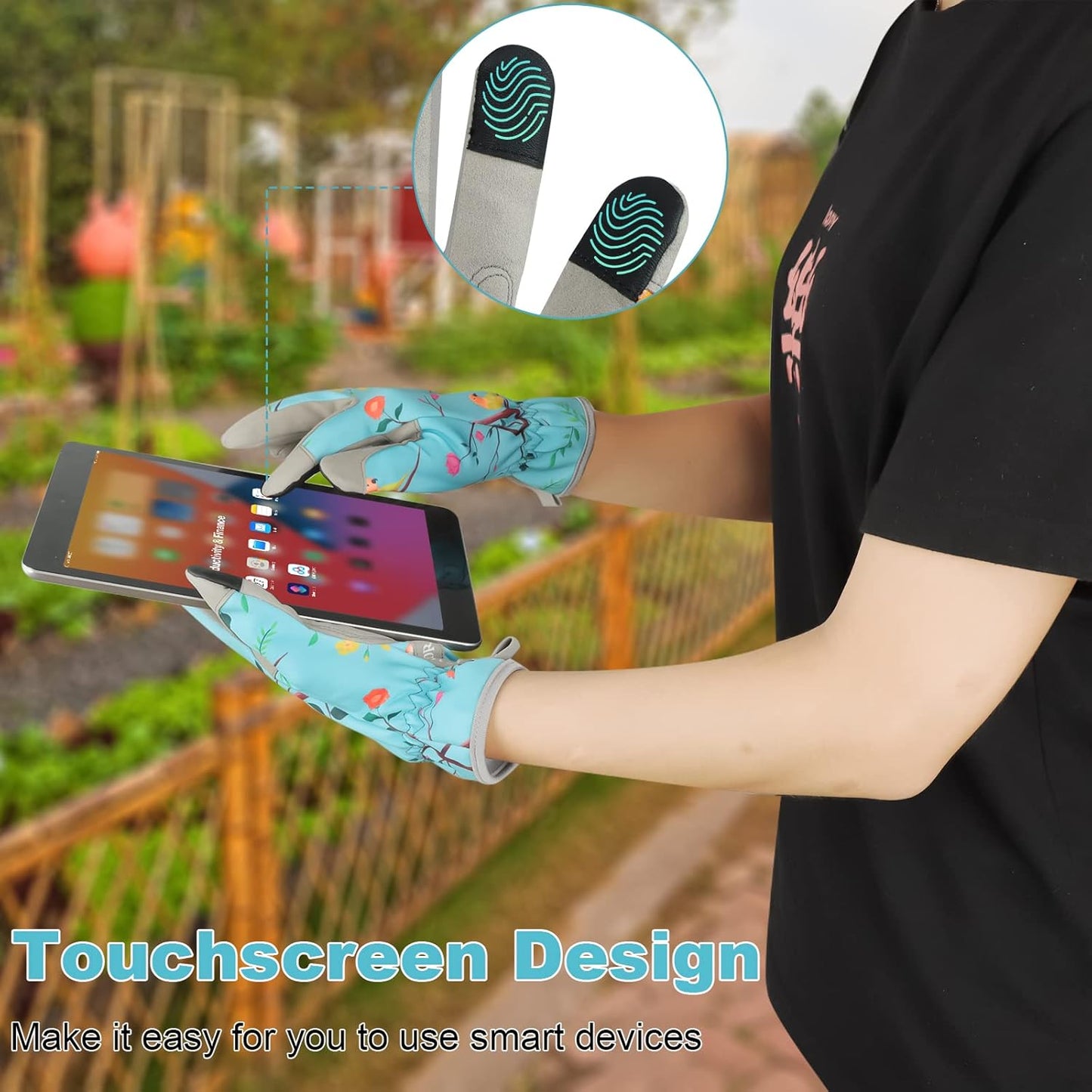 Leather-Gardening-Gloves for Women,Thorn-Proof Work-Gloves for Weeding,Digging,Planting,Pruning Yard garden Gloves