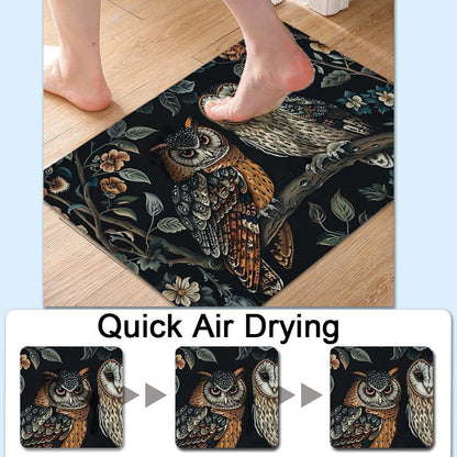 Bath Mat-Bathroom Rug，Two Owls-Absorbent Non Slip Quick Dry Stain Resistant Easy to Clean Care Shower Rug for Bathtub Shower Room 20×31Inch (50 * 80cm)
