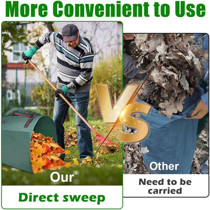 2 Packs Large Reusable Yard Waste Bags with Gloves, 53 Gallons Pletpet Garden Waste Bags Green Lawn and Leaf Bag Large Yard Dustpan-Type Garden Bag for Collecting Leaves, Fallen leaves and Waste