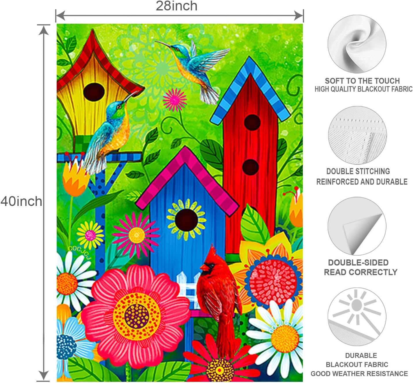 Bird Fall sunflower flags outdoor 28x40 double sided Large garden flag, Cardinal Bird house flag, Courtyard outdoor Lawn Farmhouse Decoration