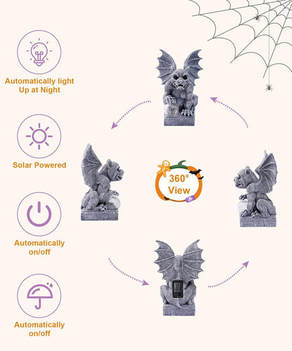 Gargoyle Statue for Garden Decor: Gothic Outdoor Dragon Figurines Sculpture with Ball for Lawn Patio Yard Balcony - Best Gifts for Mom Grandma Women