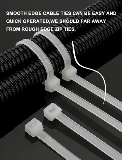 HS Extra Long Cable Zip Ties Heavy Duty 24 Inch, Strong Large Plastic ZipTies Big Straps 200 LBS UV Black 50 Pack,Outdoor Use