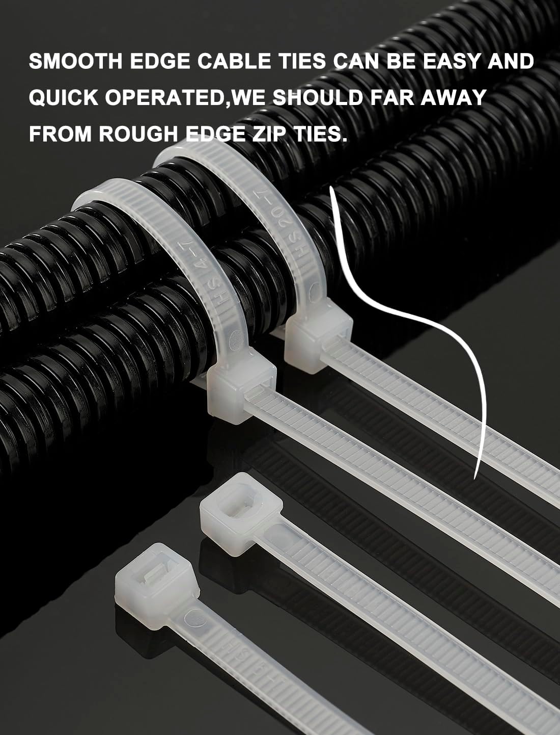 HS 10 Inch UV Resistant Wide Zip Ties (100 Pack) Plastic Cable Ties Heavy Duty Black Outdoor Zip Ties 10 Inch x 0.3 Inch,120 LBS Strength