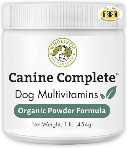 Wholistic Pet Organics Canine Complete - Dog Multivitamin Powder - 1 Lb - Daily Dog Vitamins and Supplements for Homemade Food - Immune System, Skin, Coat & Overall Health - Small and Large Breed