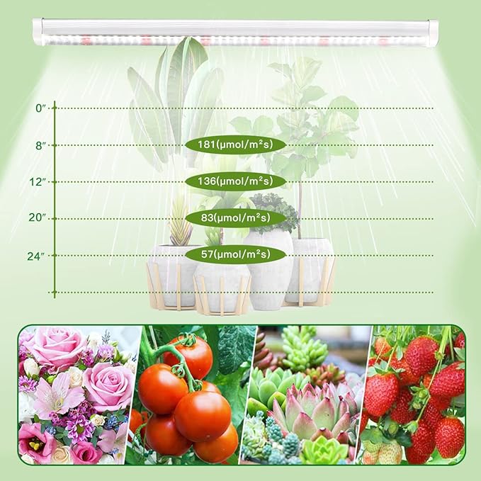 T5 LED Grow Lights, 1.4Ft 5000K Full Spectrum White Grow Lights for Indoor Plants Strip, Greenhouse Succulent Seed Starting, End-to-End Design