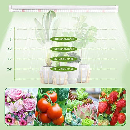 T5 LED Grow Lights, 1.4Ft 5000K Full Spectrum White Grow Lights for Indoor Plants Strip, Greenhouse Succulent Seed Starting, End-to-End Design