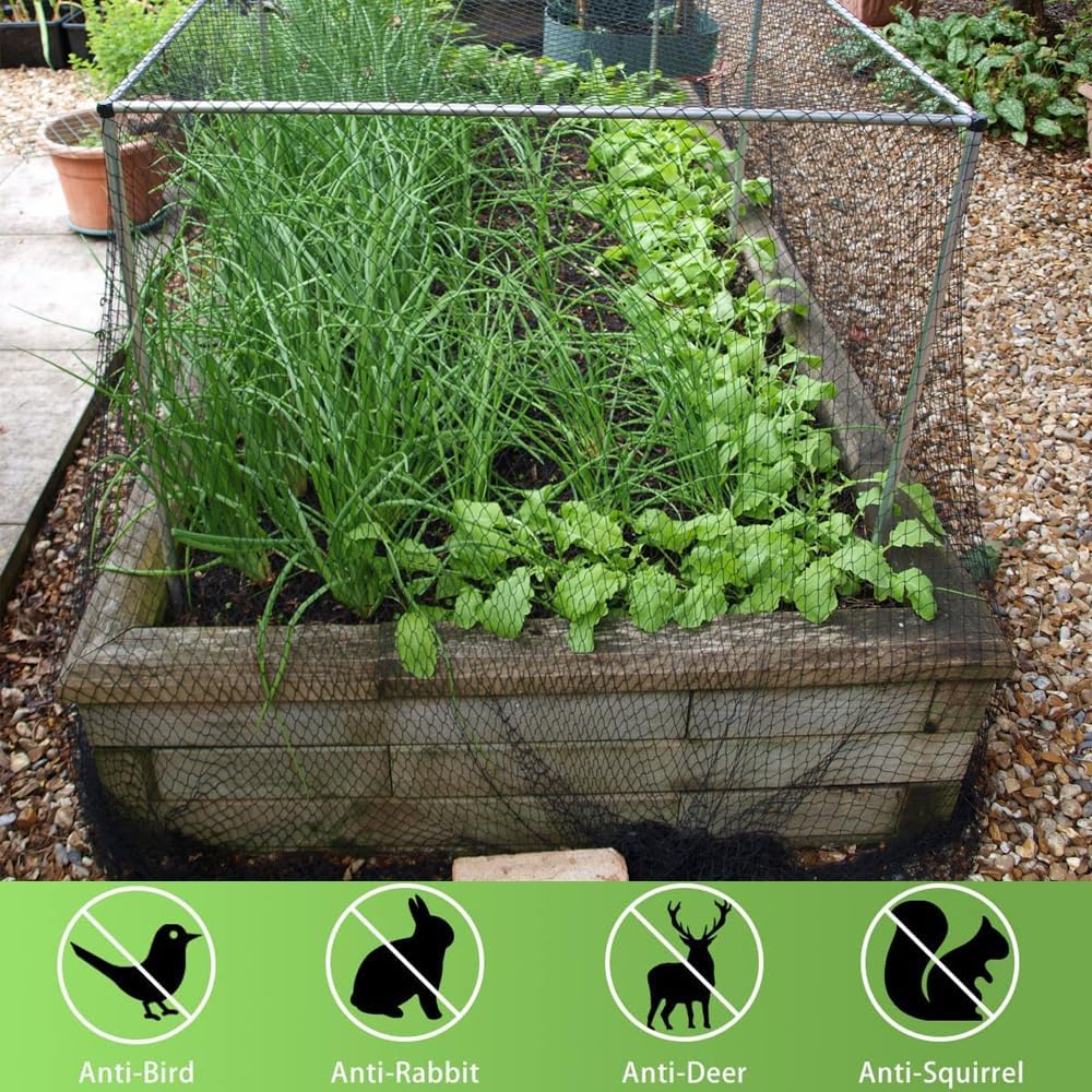 Bird Netting 25x50 Ft, 1 in Mesh Heavy Duty Garden Netting Pest Barrier for Plants, Fruit Trees, Vegetables, Extra Strong Woven Mesh Netting, Animal Fencing Against Birds, Deer, Poultry