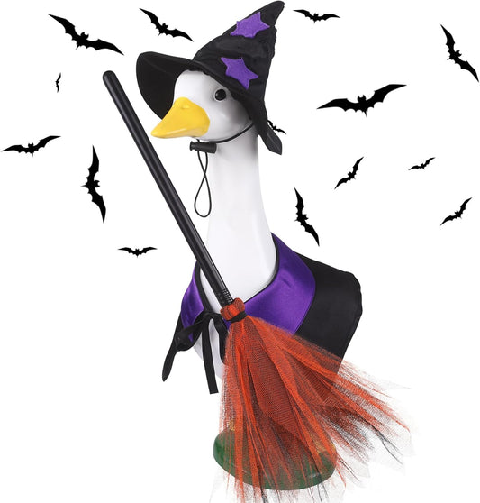 DIYDEC Halloween Goose Outfit Witch Lawn Porch Goose Clothes Fall Halloween Goose Costume for 23"