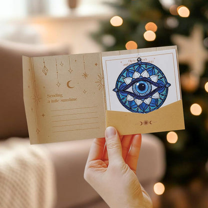 Mandala Evil Eye Acrylic Suncatcher Stained Glass Effect Boho Window Car Hanging Christmas Ornament Indoor Outdoor Decor Garden Hippie Sun Catcher for Yoga Lover for Women Mom Grandma
