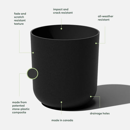 Veradek Round Black Plastic Planter Pots for Indoor/Outdoor Garden Use, with Drainage Holes, Suitable for Small to Large Succulent Plants, Flowers, Modern Interior Plants