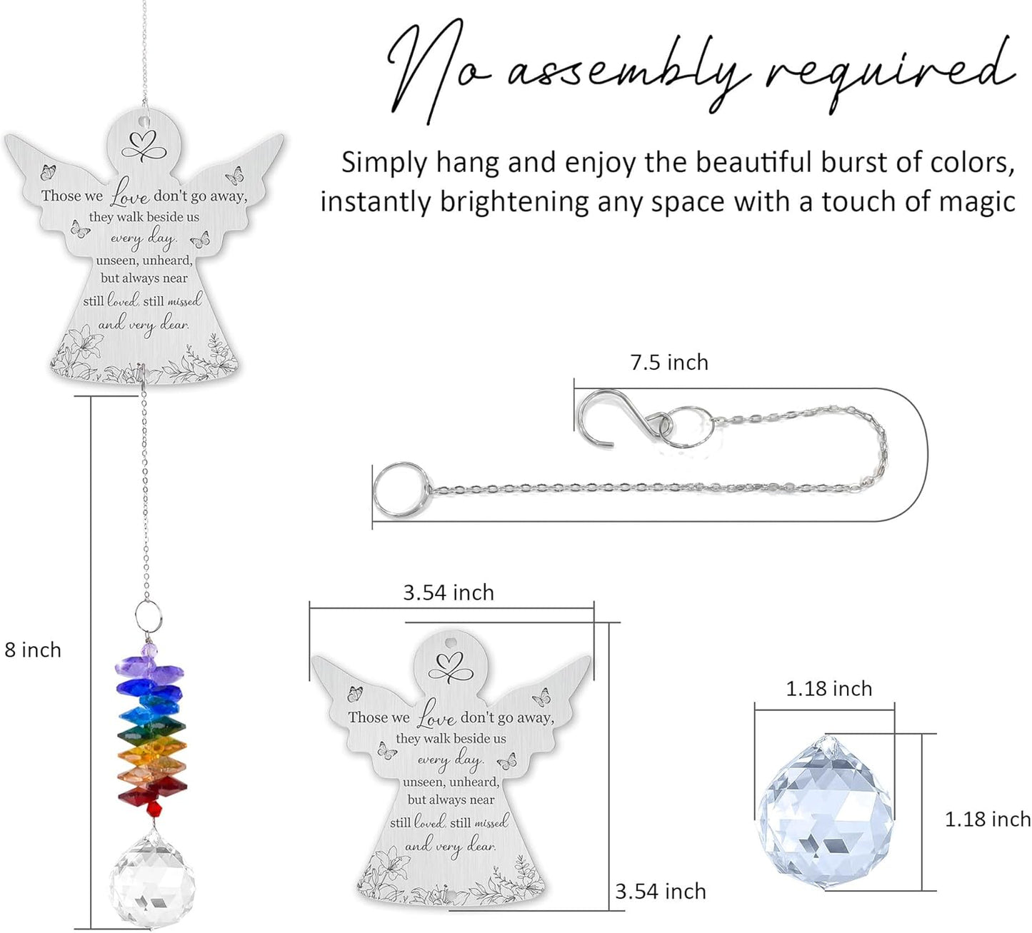 Memorial Suncatcher Ornament - Those we Love Don't go Away - Sympathy Gift for Loss of Loved One - Crystal Rainbow Maker - Bereavement Hanging Crystal Decor - Loss of Mom Dad Friend Pet