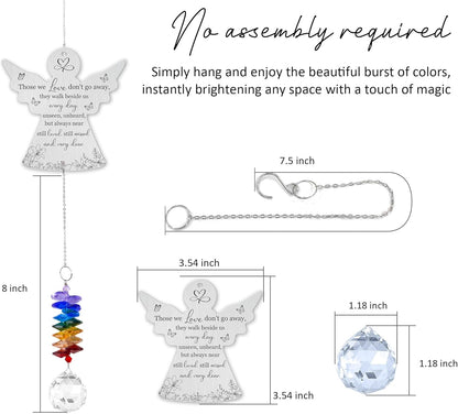 Memorial Suncatcher Ornament - Those we Love Don't go Away - Sympathy Gift for Loss of Loved One - Crystal Rainbow Maker - Bereavement Hanging Crystal Decor - Loss of Mom Dad Friend Pet