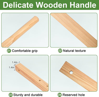 Nisorpa Wood Replacement Wheelbarrow Handles with 2 Wheelbarrow Wedge Heavy Duty Hardwood Wheelbarrow Handles Replacement Kit with Tough Seal Coat and Pre Drilled Holes for Wheelbarrows