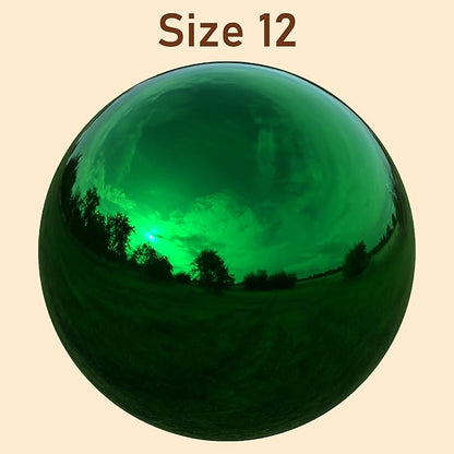 Lulu Decor, Green Stainless Steel Gazing Mirror Ball Size 12 with Stand