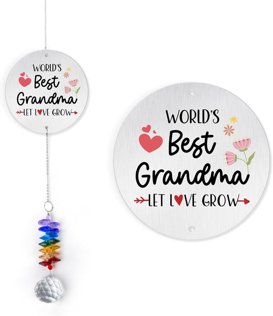 Aluminum Ornament Suncatcher - World 's Best Grandma Birthday Gift for Grandma, Mom - Unique Gift