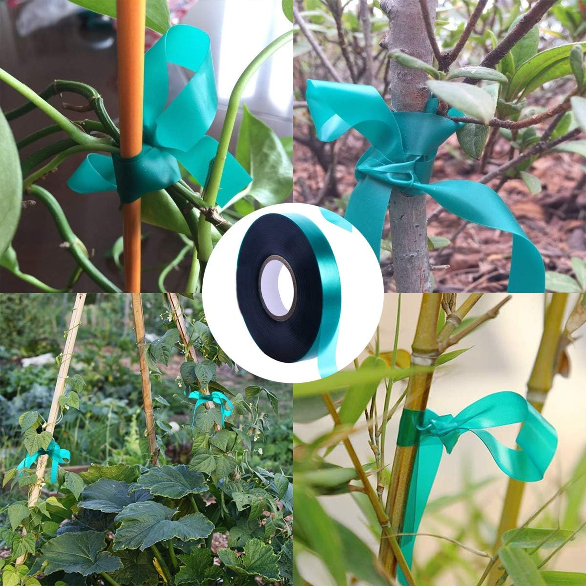 24 Rolls 150 Feet Stretch Tie Tape 0.5 Inch Garden Tie Tape Thick Plant Ribbon Garden Green Vinyl Stake for Indoor Outdoor Patio Plant Use