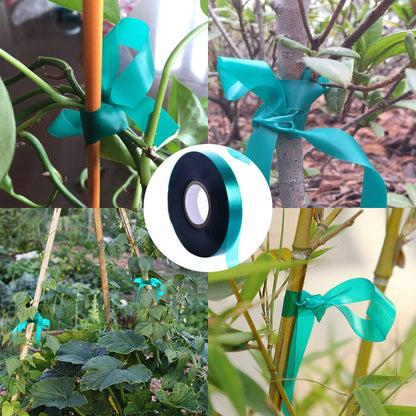 3 Rolls 150 Feet Stretch Tie Tape 0.5 Inch Garden Tie Tape Thick Plant Ribbon Garden Green Vinyl Stake for Indoor Outdoor Patio Plant Use