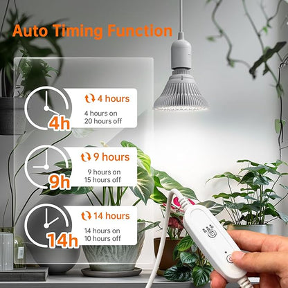 Bstrip Hanging Grow Lights for Indoor Plants, 25W Full Spectrum, White Plant Light Bulb with Timer, 16.4FT Power Cord, 5000K, Pendant or Ceiling Installation, Perfect for Tall Plants, and Plant Shelf