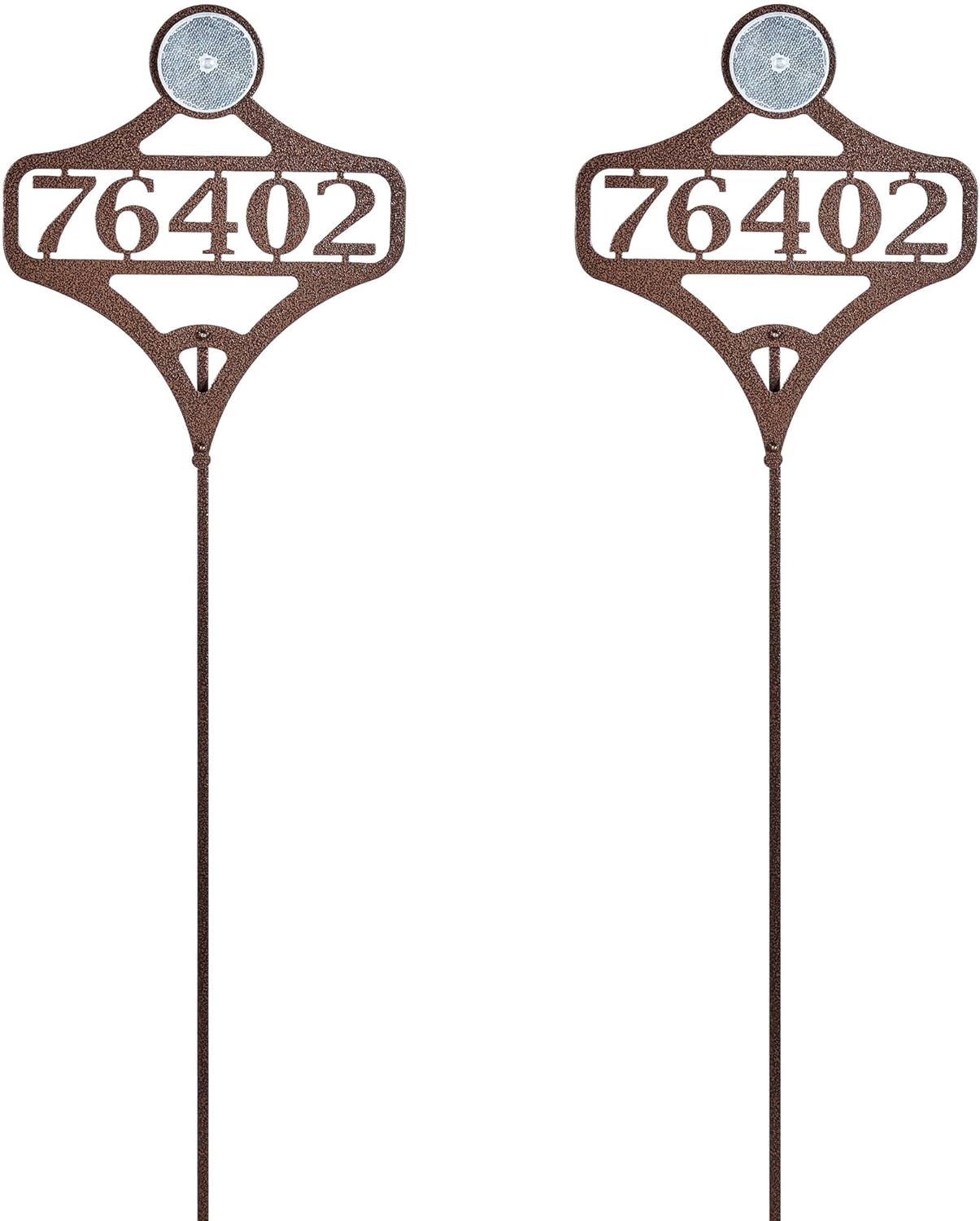 Touch of Class Pathways Custom Address Sign Reflective Driveway Marker Stake Set of Two | Personalized with 1-5 House Numbers or Name | Tall Reflector Set of 2 | Weathered Bronze Durable Finish