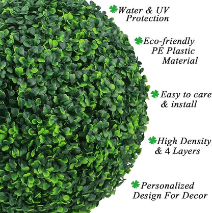 Sunnyglade 2 PCS 19.7 inch 4 Layers Artificial Plant Topiary Ball Faux Boxwood Decorative Balls for Backyard, Balcony,Garden, Wedding and Home Décor (19.7 inch)