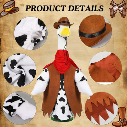 Porch Goose Outfits for 23" Plastic Porch Goose Cowboy Outfit Goose Clothes for Cement Goose for Indoor Outdoor Garden Yard Lawn Patio Art Decor(NZZ)
