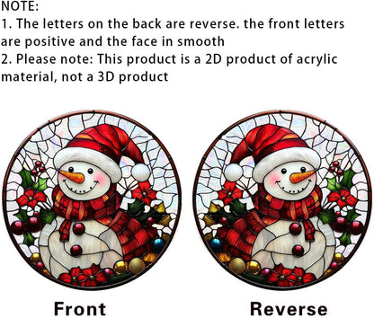 Xmas Suncatcher Window Hanging - Christmas Snowman Suncatcher for Door Terrace Garden Home Decor， Winter Rainbow Maker Birthday Gifts for Lovers Women Men Dad Mom