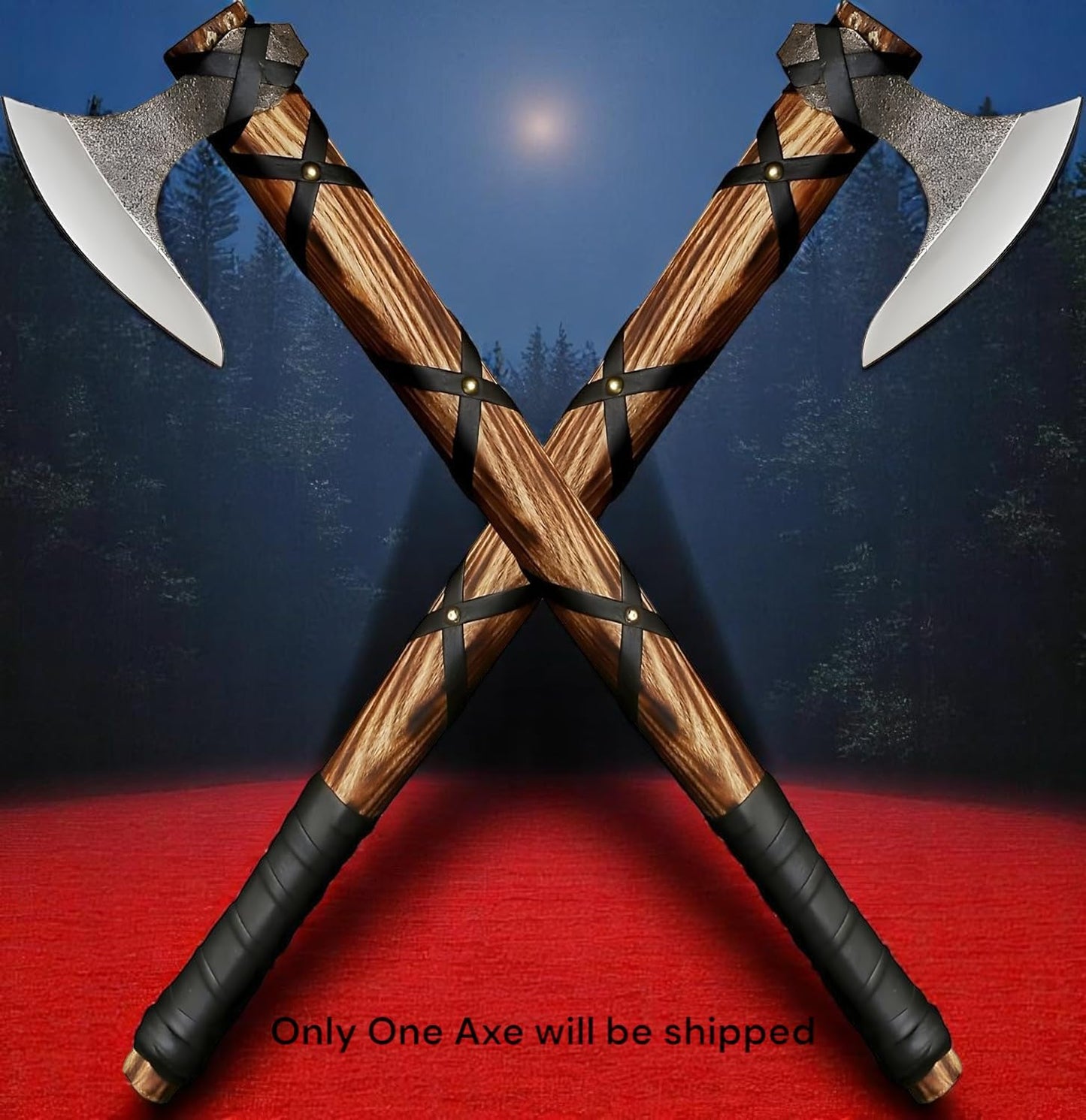 AX-7000 Custom Gift Forged Carbon Steel Viking Axe with Rose Wood Shaft, Viking Bearded Camping Axe (AX-7000) (AX-5936)